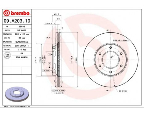 Brake Disc 09.A203.10 Brembo, Image 2
