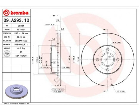 Brake Disc 09.A293.10 Brembo, Image 2