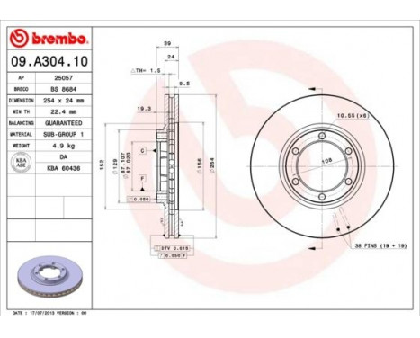 Brake Disc 09.A304.10 Brembo, Image 2