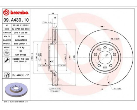 Brake Disc 09.A430.10 Brembo, Image 2