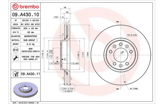Brake Disc 09.A430.10 Brembo, Image 3