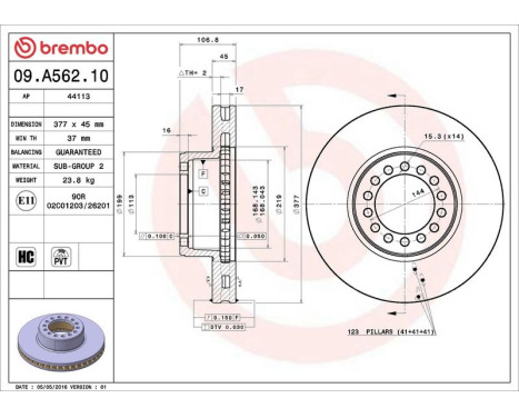 Brake Disc 09.A562.10 Brembo