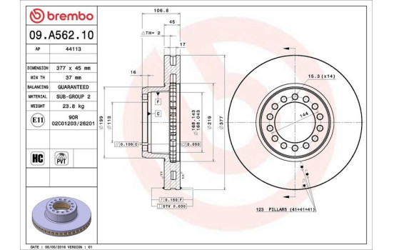 Brake Disc 09.A562.10 Brembo