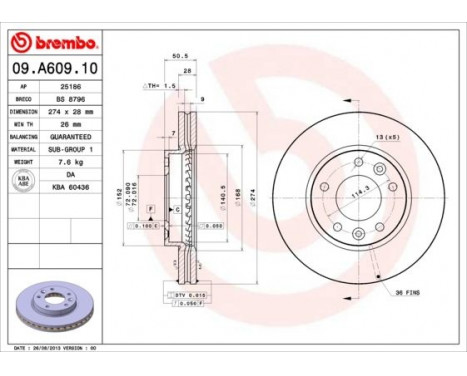 Brake Disc 09.A609.10 Brembo, Image 2