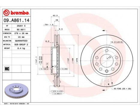 Brake Disc 09.A861.14 Brembo, Image 2