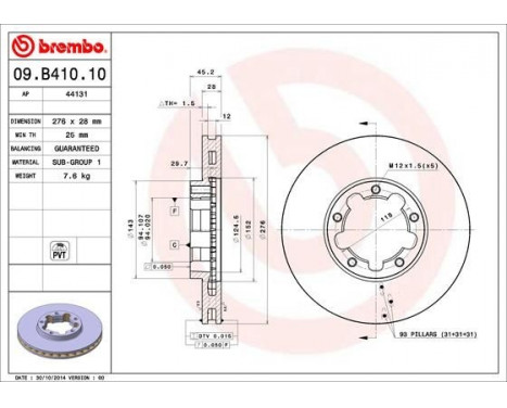 Brake Disc 09.B410.10 Brembo, Image 2