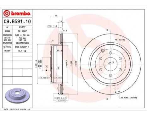 Brake Disc 09.B591.10 Brembo, Image 2