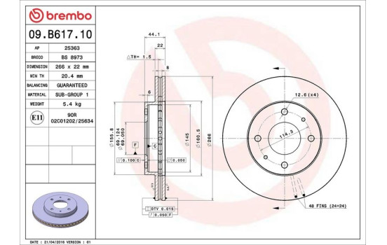 Brake Disc 09.B617.10 Brembo, Image 3