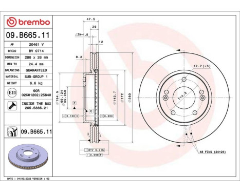 Brake disc 09.B665.11 Brembo, Image 2
