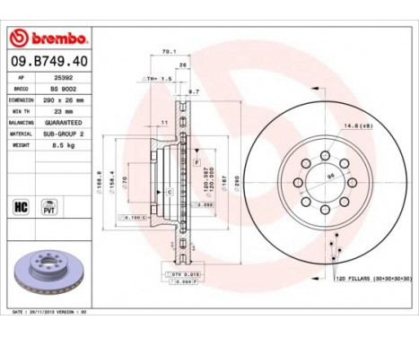 Brake Disc 09.B749.40 Brembo, Image 2