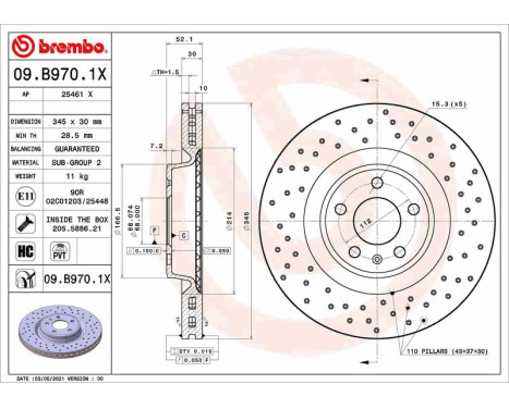 Brake disc 09.B970.1X Brembo