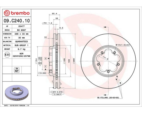 Brake Disc 09.C240.10 Brembo, Image 3