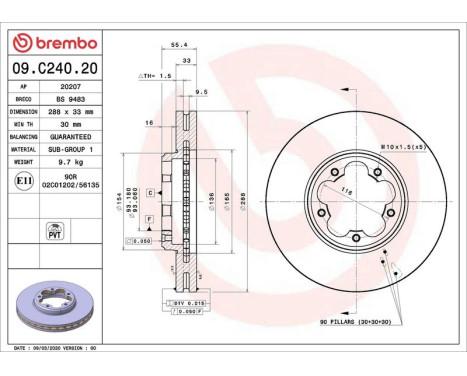 Brake Disc 09.C240.20 Brembo, Image 2