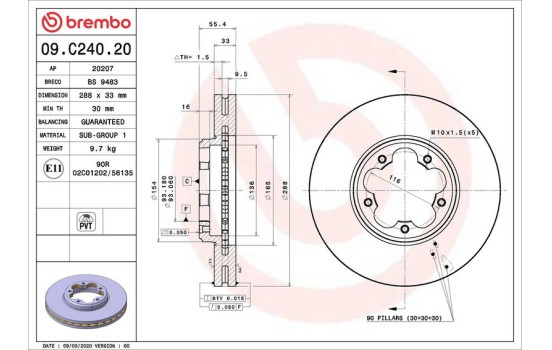Brake Disc 09.C240.20 Brembo