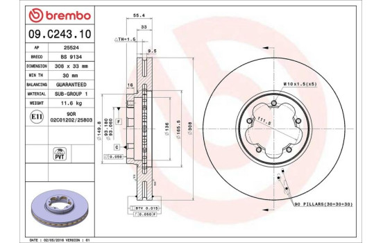 Brake Disc 09.C243.10 Brembo, Image 2