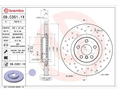 Brake disc 09.C351.1X Brembo