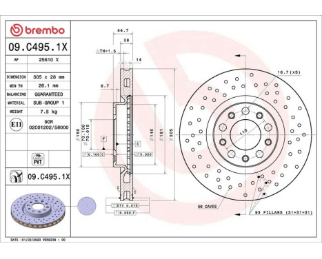 Brake disc 09.C495.1X Brembo