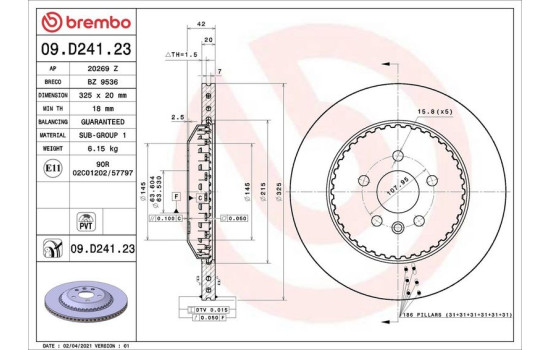 Brake disc 09.D241.23 Brembo, Image 2