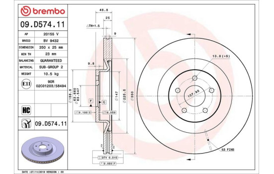 Brake disc 09.D574.11 Brembo