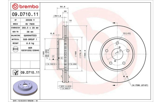 Brake disc 09.D710.11 Brembo