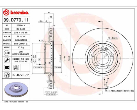 Brake disc 09.D770.11 Brembo