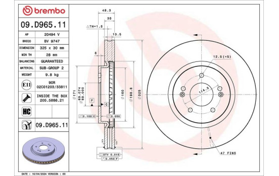 Brake disc 09.D965.11 Brembo