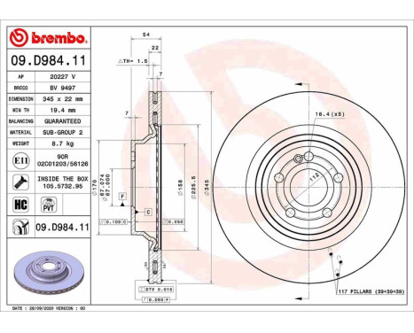 Brake disc 09.D984.11 Brembo
