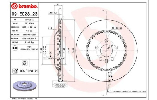 Brake disc 09.E028.23 ABS, Image 2