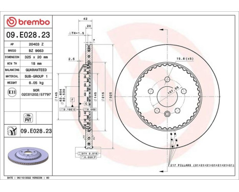 Brake disc 09.E028.23 Brembo, Image 2