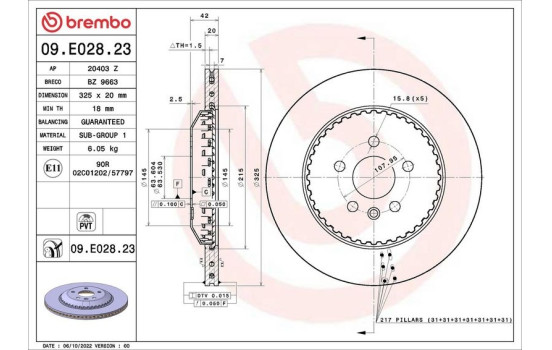 Brake disc 09.E028.23 Brembo, Image 2