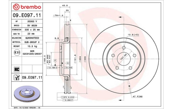 Brake disc 09.E097.11 Brembo
