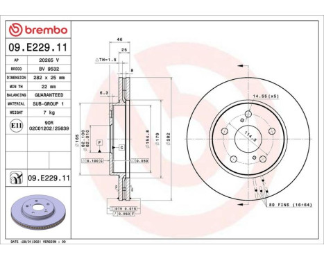 Brake disc 09.E229.11 Brembo, Image 2