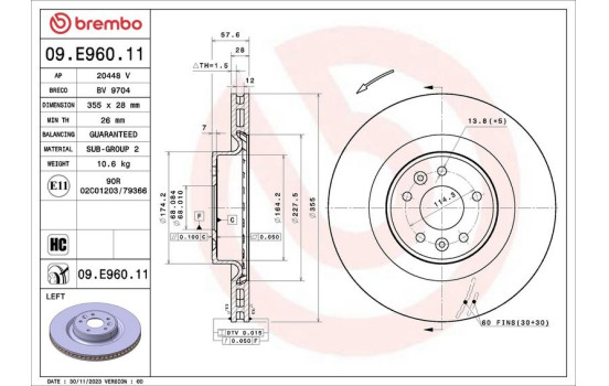 Brake disc 09.E960.11 Brembo, Image 2