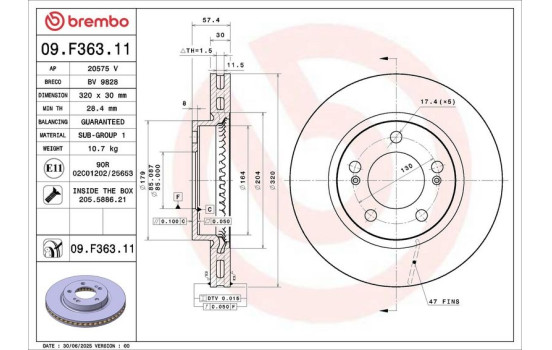 Brake disc 09.F363.11 Brembo