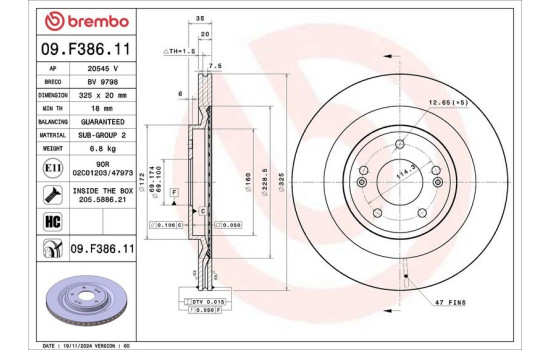 Brake disc 09.F386.11 Brembo