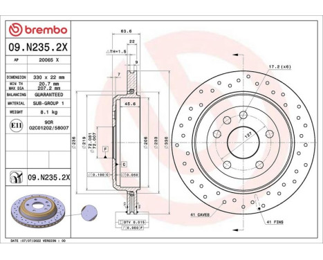 Brake disc 09.N235.2X Brembo, Image 2