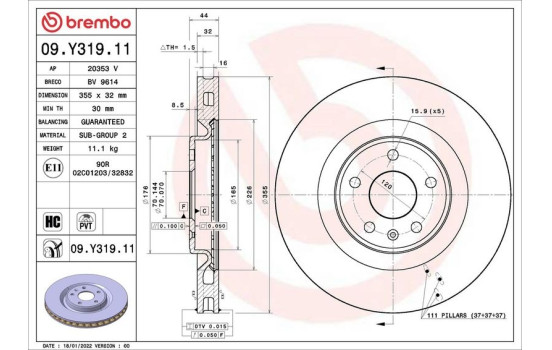 Brake disc 09.Y319.11 Brembo