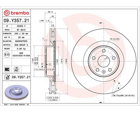 Brake disc 09.Y357.21 Brembo