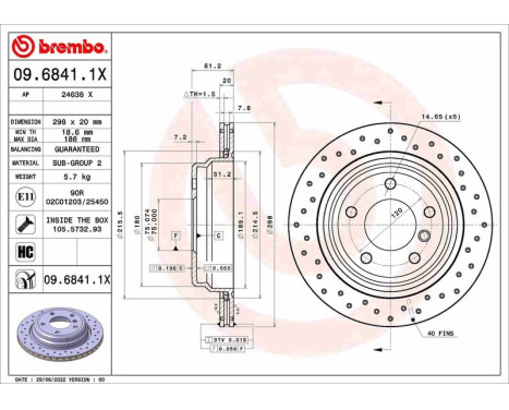 Brake disc 0968411X Brembo