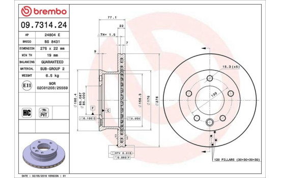 Brake Disc 09731424 Brembo, Image 4