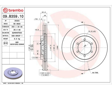 Brake Disc 09B35910 Brembo, Image 3