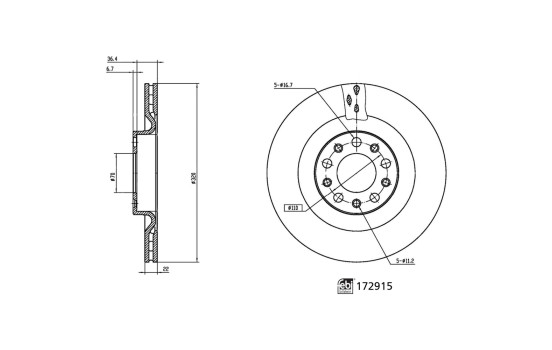 Brake Disc 172915 FEBI