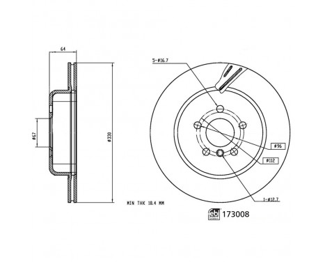 Brake Disc 173008 FEBI, Image 3