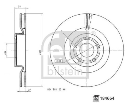 Brake disc 184664 FEBI
