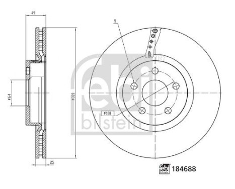 Brake disc 184688 FEBI