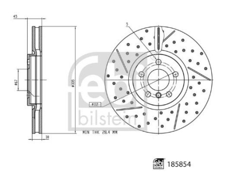 Brake disc 185854 FEBI