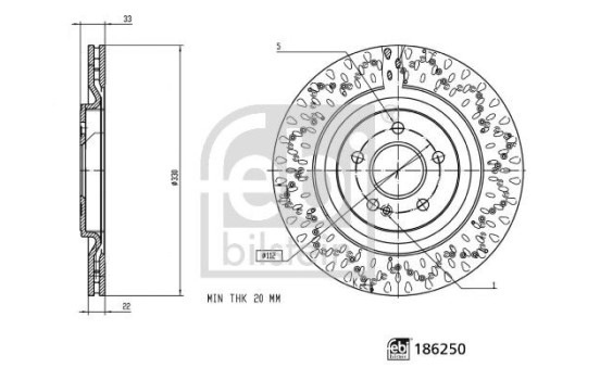 Brake disc 186250 FEBI