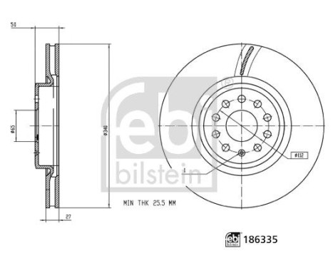 Brake disc 186335 FEBI