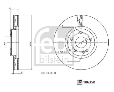 Brake disc 186350 FEBI