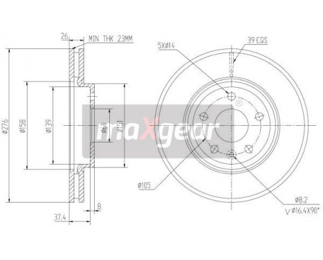 Brake Disc 19-2334 Maxgear